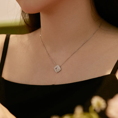 [Vivid Aurora]Sparkling Asscher Cut Necklace