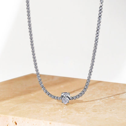 [Vivid Aurora]1.0 carat Unique Pear Cut Tennis Necklace