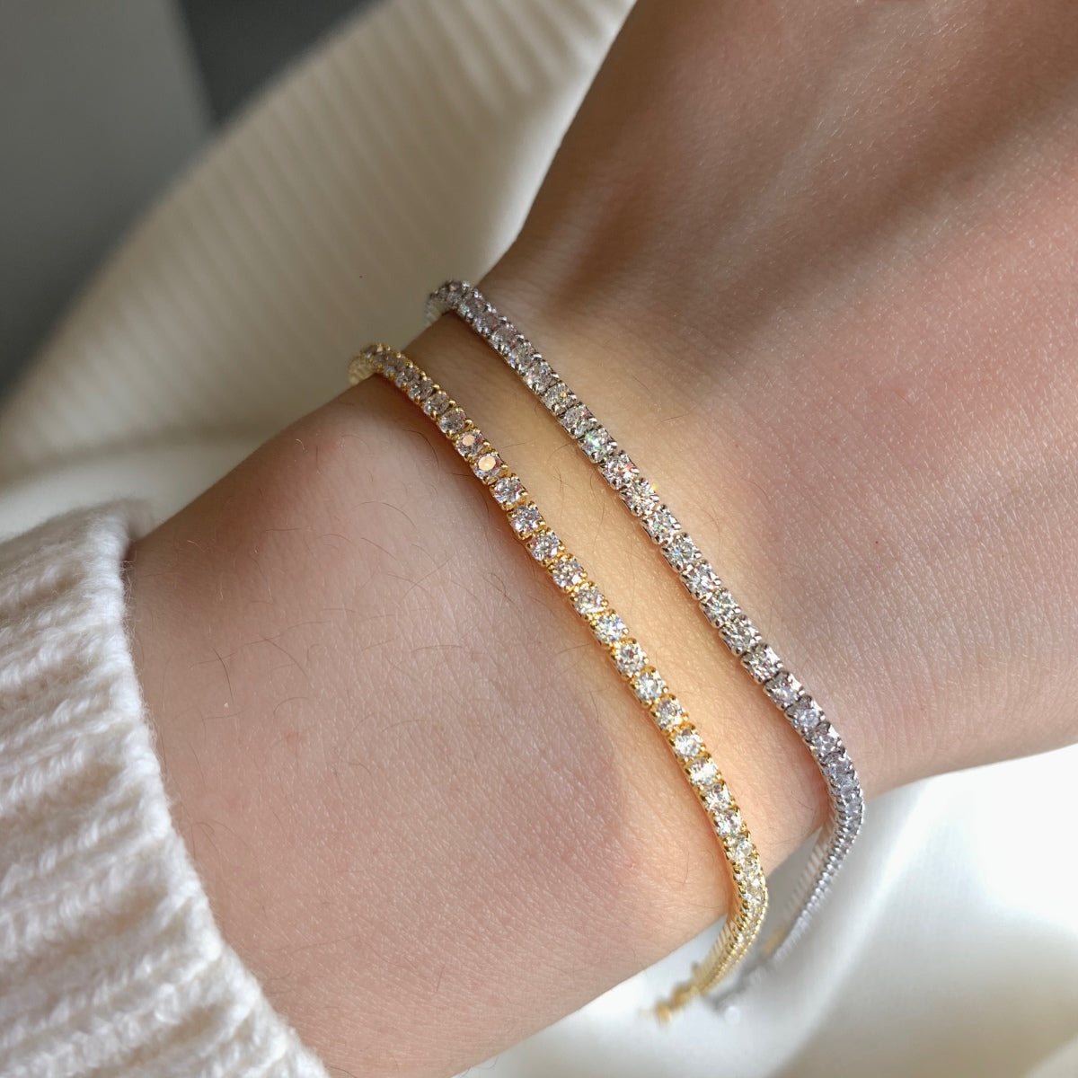 [Vivid Aurora]Radiant Shinning Princess Cut Tennis Bracelet