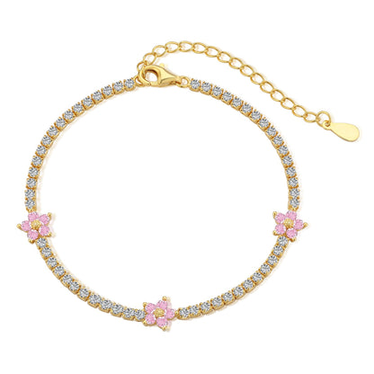 [Vivid Aurora]Sparkling Flower Shape Tennis Bracelet