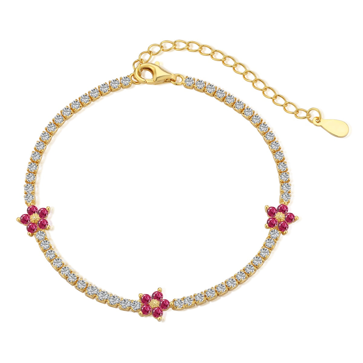 [Vivid Aurora]Sparkling Flower Shape Tennis Bracelet