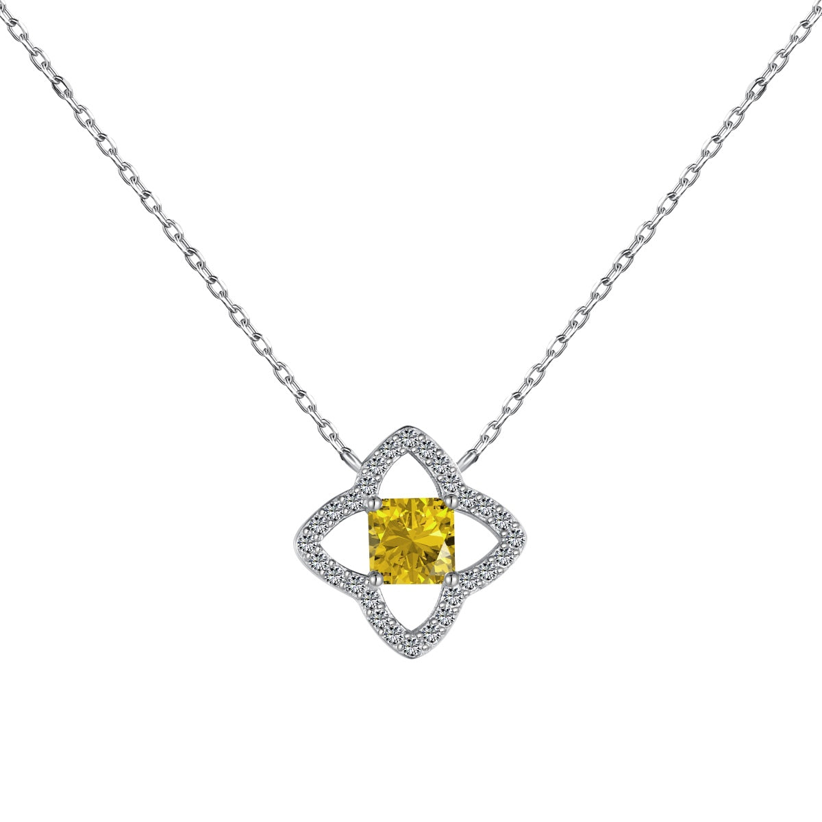 [Vivid Aurora]Exquisite Flower Shape Princess Cut Necklace